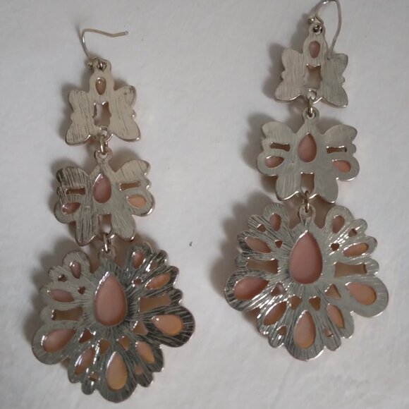 GOLD DANGLE DROP STATEMENT FASHION EARRINGS - Picture 3 of 6